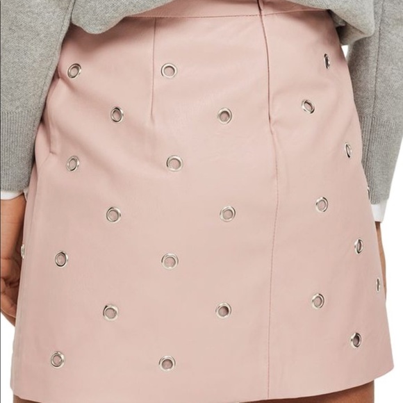 Topshop Dresses & Skirts - Topshop Blush Pink Grommet Mini Faux Leather Skirt